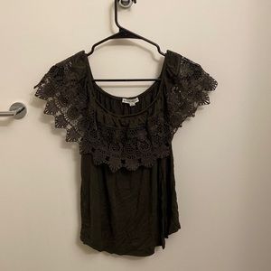 Dark Green Off-Shoulder Top